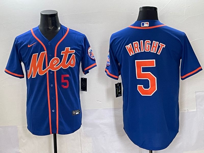 Men 2025 New York Mets #5 Wright Blue Game Nike MLB Jersey style 02